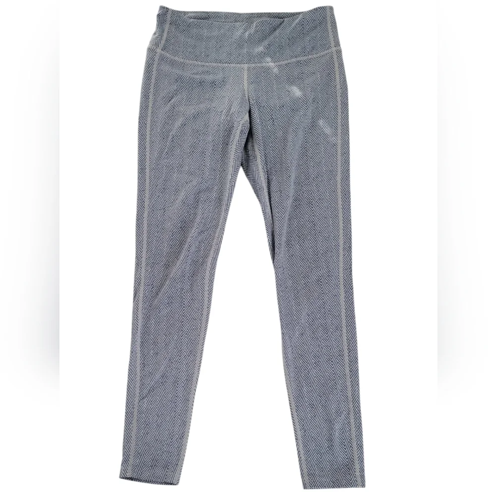 Athleta High Rise Chevron Herringbone Ankle Leggings Blue Grey Small - Picture 4 of 9